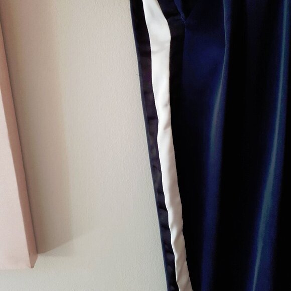 EUC Zara navy blue satin-like jogger trackpants with racer stripes, S - Picture 10 of 10